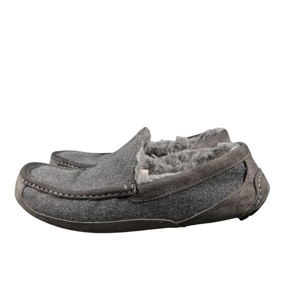 Ugg Shoes Mens 10 Ascot Slipper Wool Leather Loafer Rubber Sole Slip On Casual - Picture 4 of 12